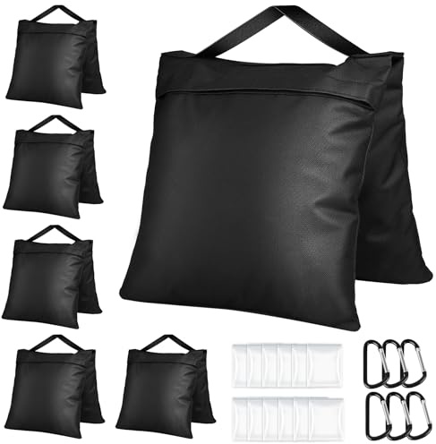 Victiv Lot de 6 Sac de Sable Résistants, 57x26,5cm Sacs de Lestage pour Trépied Photographique, 800D Oxford Sacs de Sable pour Renforcer Lestage, Sac de Sable pour Jardin, Tente, Parasol, Balançoire