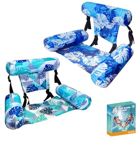 Pool Floats Adults - 2 Pack Water Hammock Water Floating Rafts for Parties Pool floaties for Adults, Inflatable Floating Rafts for Parties Blue+Green