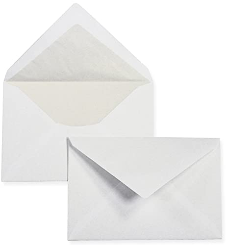 PREMIUM Briefumschläge C6 weiss, gefüttert 100/qm, 100 Stück, weiß mit Innenfutter/Seidenfutter
