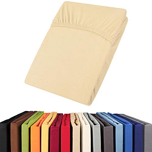 aqua-textil Viana Spannbettlaken 90x200-100x200 cm Natur Baumwolle Spannbetttuch Jersey Laken