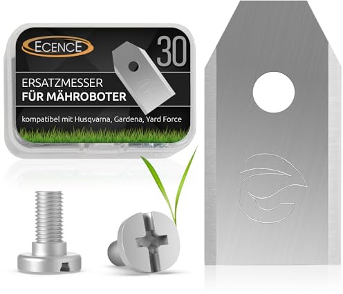 ECENCE 30 Replacement Blades Robotic Lawnmower Stainless Steel Compatible with Husqvarna, Gardena, McCulloch ROB, Flymo, Yardforce, Includes Screws