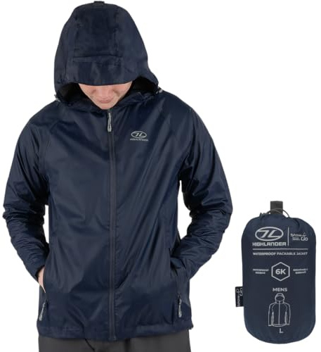 Highlander Vattentät jacka för män – Stow & Go Packaway jacka – ultimat vattentätt skydd, lätt och andas, perfekt för vardags- och utomhusäventyr