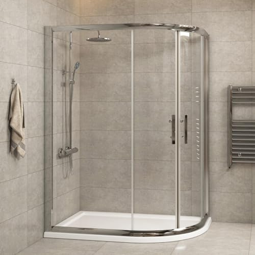 900 x 760mm R/H Offset Quadrant Shower Cubicle with Tray 6mm Tempered Glass Sliding Door Shower Enclosure