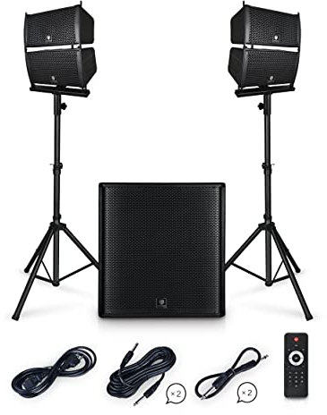 PRORECK Club 4000 18-inch 4000W P.M.P.O Stereo DJ/Powered PA Speaker System Combo Set Line Array Speaker and 18 inch Active Subwoofer with Bluetooth/USB/SD Card/Remote Control