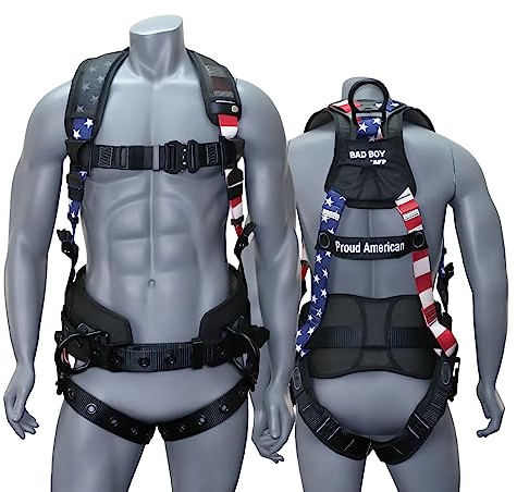 AFP Fall Protection Full-Body Premium Safety Harness, 8” Thick Support Belt, Aluminum D-Rings, Tongue Buckle (OSHA/ANSI PPE) – Fall Protection Harness, Safety Harnesses for Men Construction