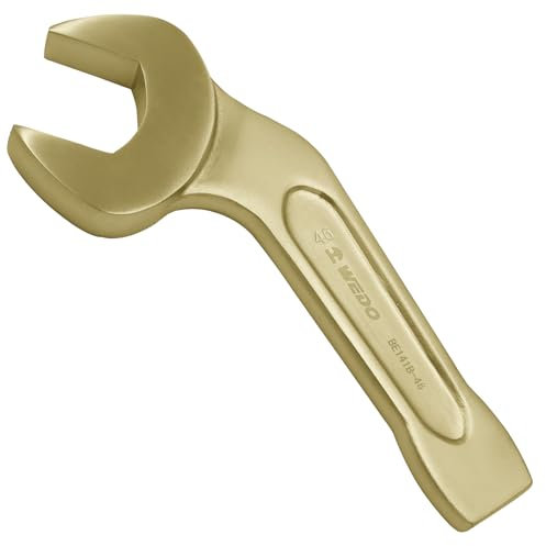 WEDO Chiave a forchetta a percussione senza scintille, estremità aperta curva, 45 gradi, a prova di esplosione, bronzo in alluminio, standard BAM/FM/DIN, dimensioni 17 mm