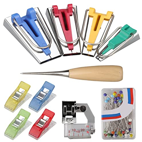 Schrägband Werkzeug Set, Stoff Schrägband Maker Werkzeug, Schrägbandformer Set, Bias Tape Maker Kit, 6-12-18-25mm Tape Bias Maker, Schrägbandformer Schrägband Werkzeug, Fabric Tape Maker Tool Set