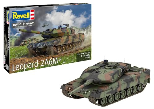 Revell Modellbyggsats I Leopard 2 A6M+ I detaljerad nivå 5 pansarbyggsats I 250 delar I skala 1:35 I för barn och vuxna från 13 år, medium