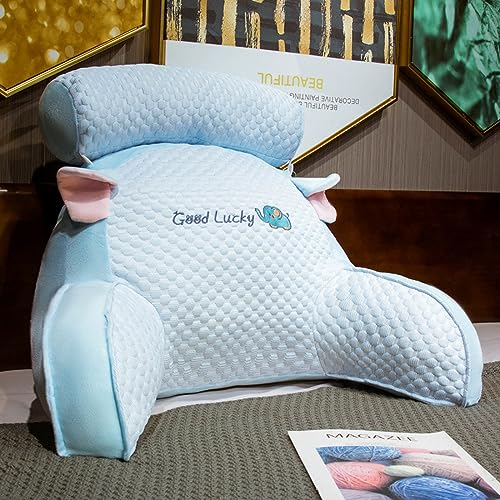 LANPEW Reading Pillow,rückenkissen mit armlehnen,lesekissen für Bett,bettsessel Rückenlehnenkissen Rückenstütze,Kissengeschenke für Lesen,Arbeiten,und Spielen (Bohnensamt blau, 75 * 50cm)