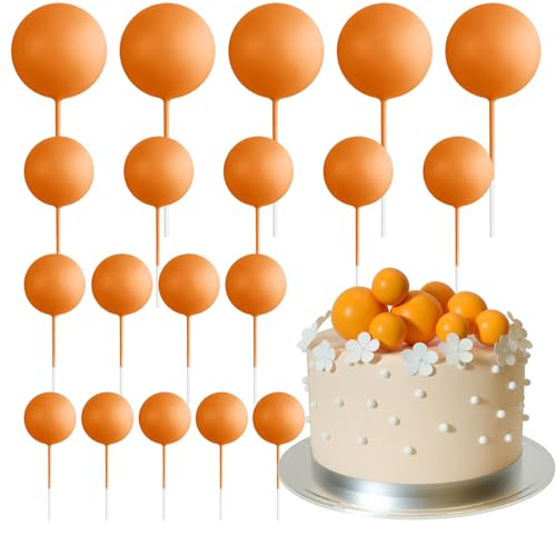 ASTARON 20 Stück Tortendeko Kugeln Cake Topper, Mini-Ballons Tortenaufleger für Hochzeit Party Babyparty Geburtstag Torte Dekorieren(Orange)