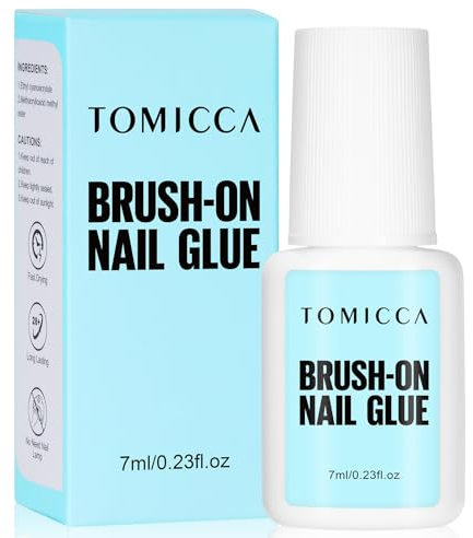 TOMICCA Brush On Nail Glue - 7ml Quick Dry Formula with Precision Applicator, Safe for Home Use & Nail Repair, Long Lasting Adhesive