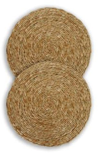 Handmade Reed Extra Large Round Placemats, Hand Woven Table Mat Set, Cafe Table Decor Mats Pack, Gust Hotel Bedroom Decor Large Coasters (2)
