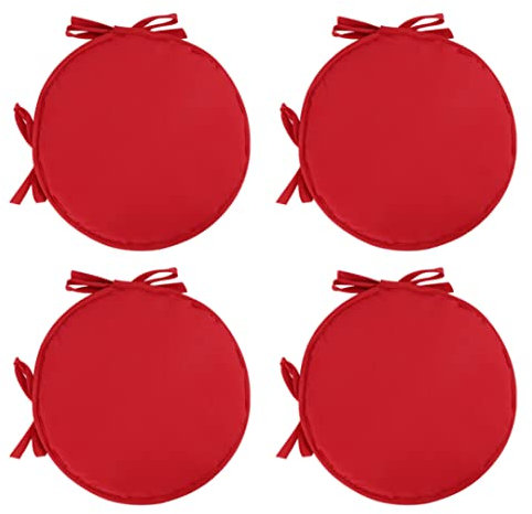 Liummrcy Cuscini da pranzo, 4 pezzi da 14,96 pollici di sedile rosso scuro cuscini rotondi per sedie per cucina da giardino, cuscinetti delle sedie