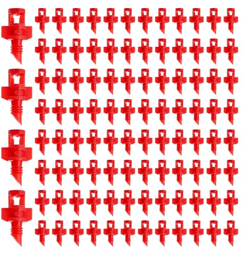 VooGenzek 100 Piezas Mini Boquillas Pulverizadoras, 360 Grados Rociador de Agua, Jardín Césped Boquilla de Nebulización, para Riego Hidropónico