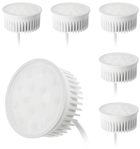 KYOTECH Set med 6 platt 50 mm LED-moduler varmvitt 3000 K 5 W 230 V 400 lm 120° strålning för ultraplata standard inbyggda spotar 23 mm