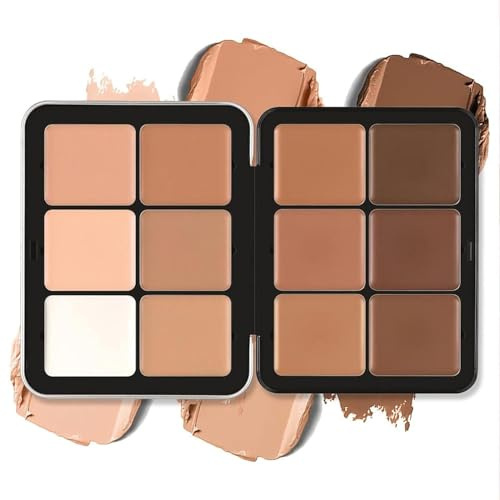 12 Farben Concealer Creme Palette, Professionelle Farbkorrektur Foundation, Langanhaltendes Makeup mit voller Deckkraft und Korrektor für Dunkle Augenringe, Akne & Unreinheiten, Reduziert Rötungen