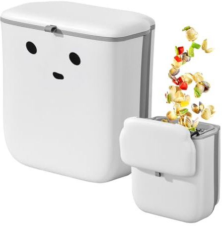 DASIAUTOEM Komposteimer für Küche, 4L Abfalleimer mit Deckel Home Recycle Hanging Mülleimer Faltbarer Mülleimer Abfallbehälter für Küchenschrank, Badezimmer, Büro Platzsparend & ohne Bohren