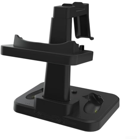 AugustknowU Support d'affichage VR pour Meta pour Quest 3/3S – Station de charge élégante et organisateur – Construction robuste en ABS – Cintre à lunettes AR – Noir et blanc (noir)