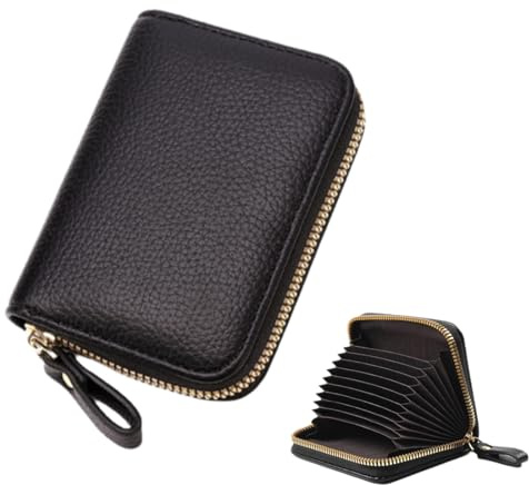 Porte Cartes de Crédit Fermeture Eclair, Étui pour Cartes de Crédit pour Femme avec Protection RFID, Étui pour Cartes en Cuir à Fermeture Éclair