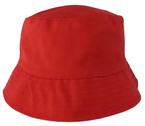 Ormromra Sombrero de pescador reversible, unisex, de algodón, para hombre, mujer, color rojo para camping, senderismo, viajes, fútbol, verano, playa, sombrero con diseño rojo ajustable, talla 56-58 cm