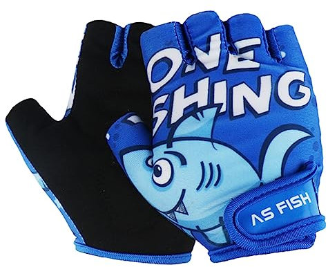 FRCOLOR 1paar Fahrradhandschuhe Für Junge Mädchen Atmungsaktive rutschfeste Halbfingerige Schutzhandschuhe Mit Blauem Haifischmuster Xs Für Outdoor-aktivitäten Und Radfahren