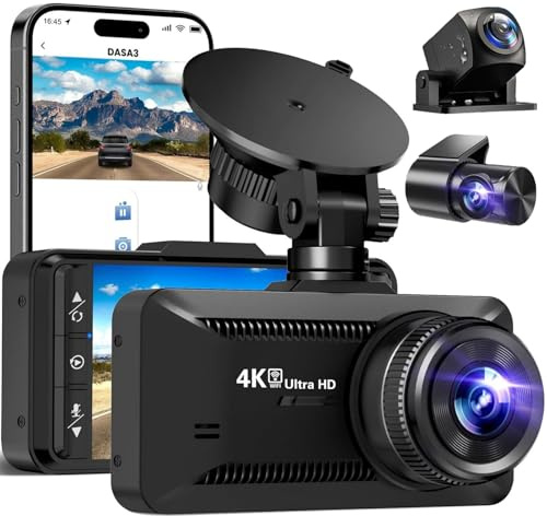 Dashcam 4k Pro, 2026 Nouveau Dashcam 4k Pro, Enregistrement Ultra HD avec caméras Avant/arrière, Vision Nocturne et Surveillance 24h/24