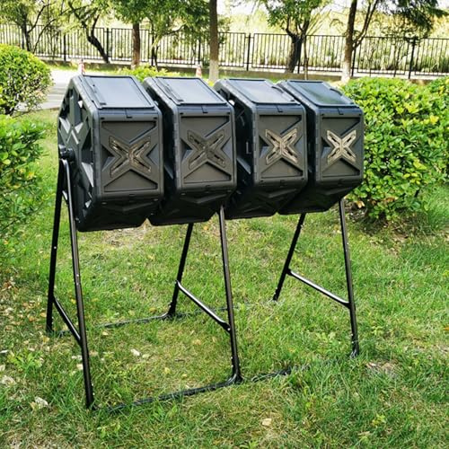Compostiera Da Giardino, Compostatrice A Quattro Camere, Design A Tamburo Indipendente, Struttura In Metallo, Tamburo Rotante Con Porte Scorrevoli Per Giardino, Cucina