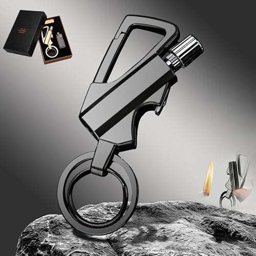 Zoniyo Lighter, Permanent Match Infinity Lighter with Multitool Keychain Bottle Opener, 2026 Waterproof Refillable Metal Match Survival for Camping, Hiking, Emergency, Great Gift (1, Black)
