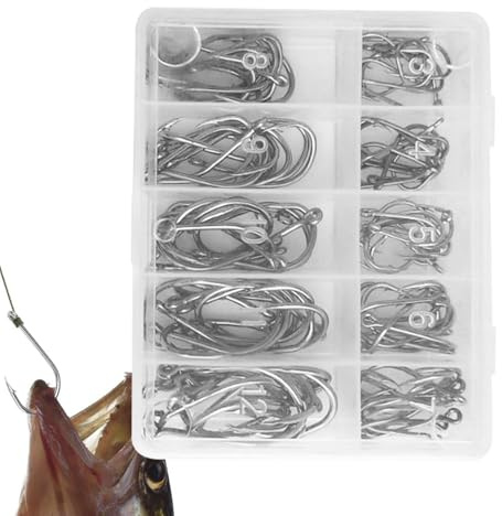 Saltwater Hook Set - Durable Bait Holder, Multiple Size Fishing Gear, Sharp Steel Fishing Set | River Lake Ocean Catch Equipment, Salmon, Pike, Trout, Herring, Pike