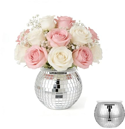 Tyatiyzn Fioriera sfera discoteca, Vaso piante specchio, Vaso succulente discoteca, per feste, ufficio, cucina, giardino.