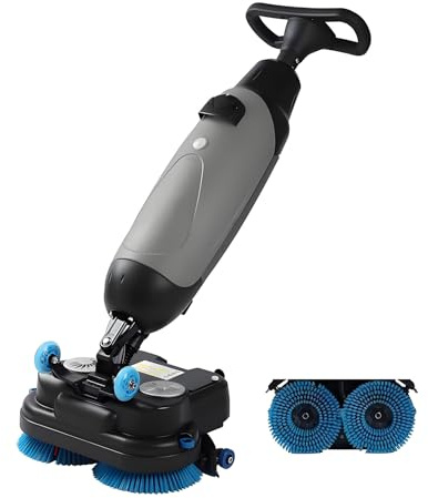 Kommersiell golvskurmaskin 18 rengöringsbredd, kakelputsare och golvskurmaskin 36V 10.5A 2x200W 4L+6L tankar, för lager, butiker Grey