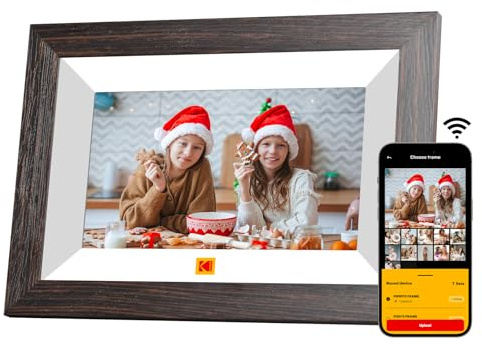 KODAK Marco de Fotos Digital, WiFi Marco Digital 7 Pulgadas, HD IPS Pantalla Táctil, 32GB Marco Digital de Fotos, Rotación Automática, Fácil Compartir para Fotos y Vídeos Via App o USB o SD Crad