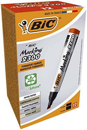 Bic Marking 2300 - Marcatore Permanente, Confezione da 12 Pezzi, Rosso