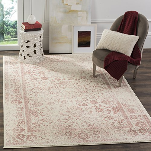 SAFAVIEH Tapis 155 x 229 cm - Adirondack Collection - Transitionnel Design, Ivoire & Rose, Mélange Synthétique Entretien Facile, Idéal pour Salon, Chambre, Bureau (ADR109H)