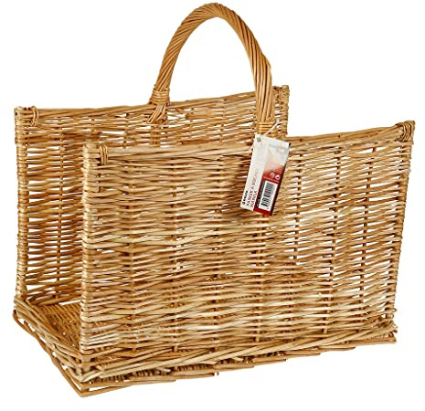 RUECAB - Range-bûches - Panier à bûches de bois, panier de transport pour bois de chauffage en Osier, panier à bûches en Osier - Osier naturel - Modèle MANILA - Dimensions : 51 x 50 x 38cm