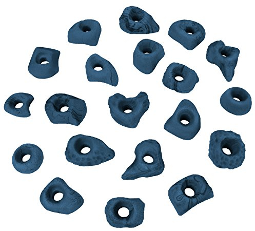 ALPIDEX Klettergriffe Größe S | Tritte | Kleine Klettersteine | 20 oder 40 Stück Formen - Farbe:blau-meliert, Verpackungseinheit:20 Stück