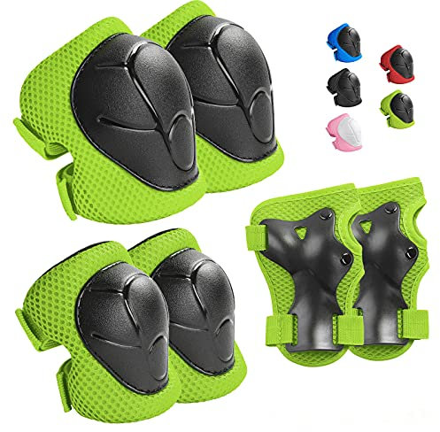 Kids Protective Gear Set Wemfg Knee Pads for Kids 7-13 Years Toddler Knee and Elbow Pads with Wrist Guards 3 in 1 for Skating Cycling Bike Rollerblading Scooter(Green)