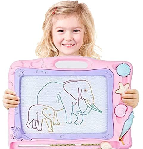 Large Magnetic Drawing Board for Kids, Erasable Colorful Scribble Board Writing Pad with 3 Stamps and 1 Pen for Children Toddlers