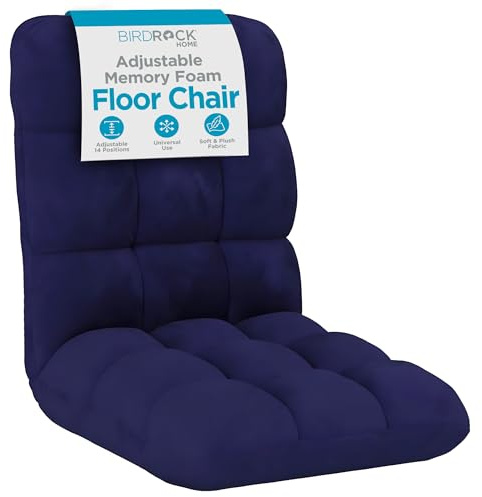 BIRDROCK HOME Adjustable Memory Foam Floor Chair - Ideal for Gaming, Reading, Meditation - Comfortable and Versatile - Suitable for Kids and Teenagers - Comfy Foldable Floor Seat - Blue