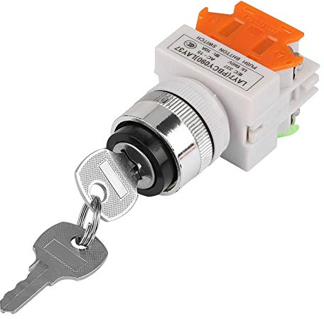 Contacteur Clé, Commutateur Rotatif à clé 220V 22 mm, Interrupteur à Clé à 2 positions LAY37-11Y/21, Commutateur de Verrouillage, Démarreur avec de bonnes performances d'isolation