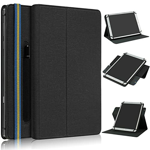 TOPCASE Funda Tablet 10 Pulgadas Universal,Funda Universal Tablet 9 10 10.1 10.2 10.3 10.4 10.5 11 Pulgadas Funda Lenovo Tab M11 Giratoria de 360°con Soporte y Portaplumas,Negro