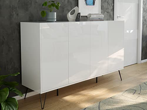 emotion Design Sideboard Kommode Rana 155cm 4 Softclose Türen Weiß Hochglanz