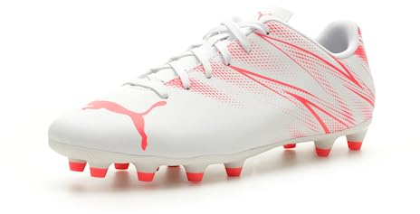 PUMA Mens Attacanto Firm, Artificial Ground Soccer Cleat, PUMA Mens White-Fire Orchid, 11.5