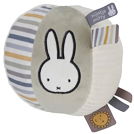 Pioupiou et Merveilles Miffy Ball mit Glöckchen, Höhe 10 cm, Fluffy blau grün, Spielzeug für Kinder ab Geburt
