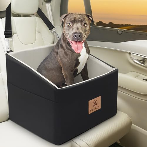 Hunde Autobett für kleine bis mittlere Hunde, Abnehmbares und waschbares Haustier Autositz, Schwarz Hund Booster Autositz mit Hund Sicherheitsgurt, hundebett für Auto, Car Dog