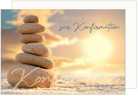 Edition Seidel Premium Glückwunschkarte zur Konfirmation mit Umschlag. Konfirmationskarte Karte mit Spruch Grusskarte Steine Himmel Junge Mädchen (KF313 SW024)