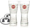 GarageBar Super Bock Bierglas, nukleiert, Pint bis Krempe, offizieller Merchandise-Artikel, kommt mit 2 Bier-Tropfmatten, 2 Gläsern