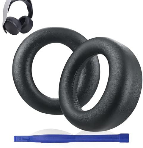 1 Par Almohadillas de Repuesto para Sony PlayStation 5 Pulse PS5 3D Auriculares, Cuero de Proteína Suave, Espuma Transpirable, Aislan el Ruido y Mejoran la Comodidad de Uso (PU-Negra)
