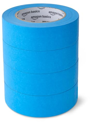 Amazon Basics Nastro adesivo per pittura, 3.6 cm x 55 m, confezione da 4 rotoli, Blu