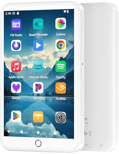 Reproductor MP3 de 96 GB con Bluetooth y WiFi, Android 13 MP3 MP4 Player con Pantalla táctil de 4 Pulgadas y Altavoz, 3 GB de RAM y 32 GB de ROM, Spotify Music Player con Audible (White)